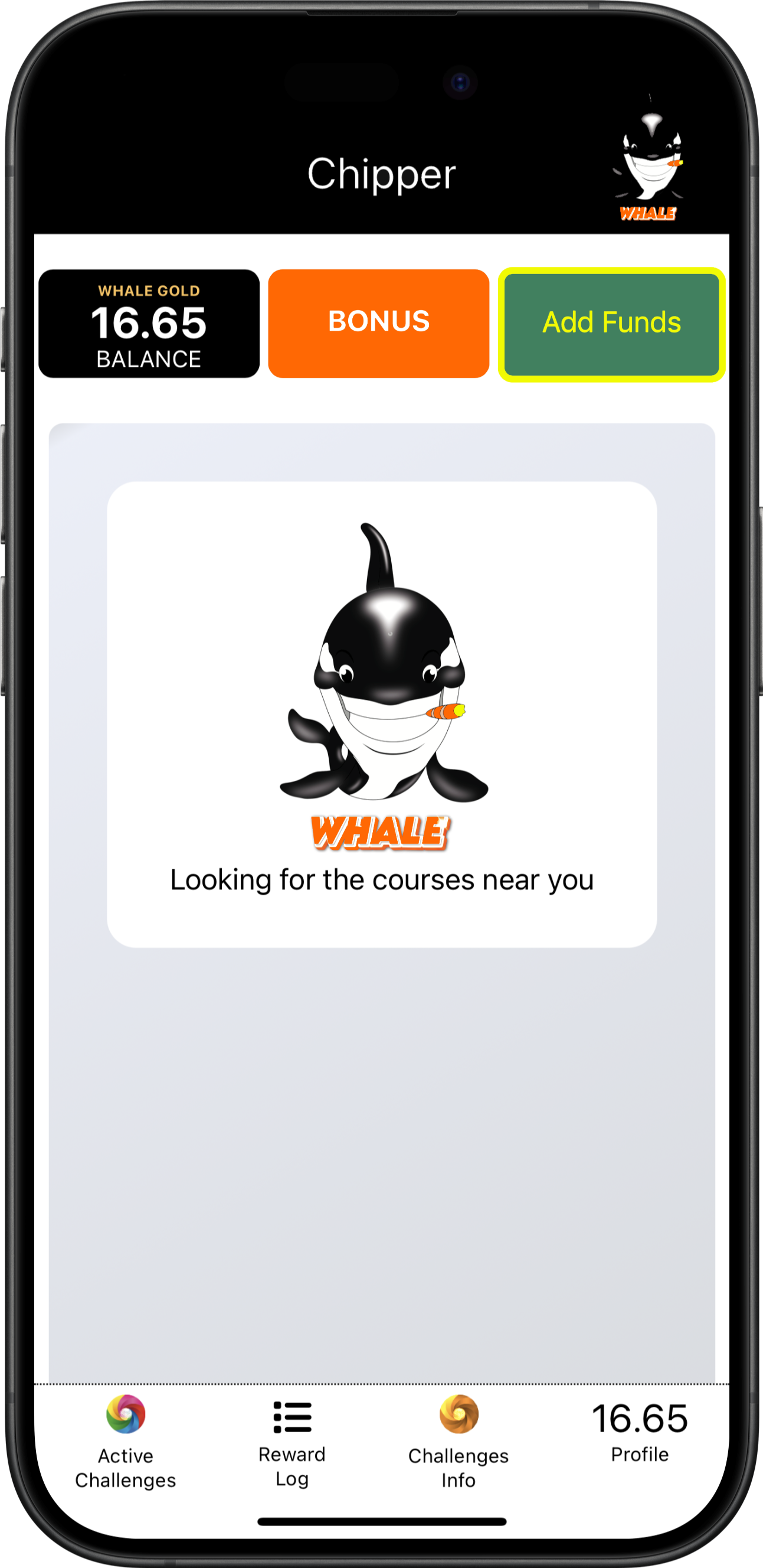 Whale Golf- Home Screen